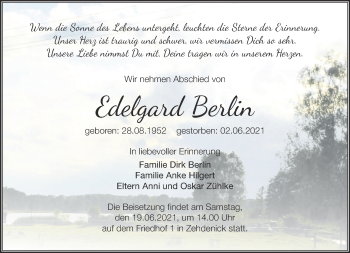 Traueranzeige von Edelgard Berlin von Märkische Oderzeitung