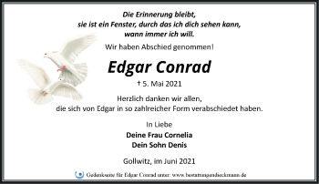 Traueranzeige von Edgar Conrad von Märkische Oderzeitung