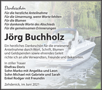 Traueranzeige von Jörg Buchholz von Märkische Oderzeitung