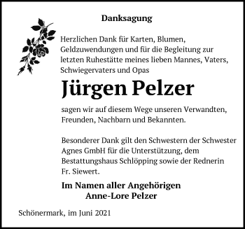 Traueranzeige von Jürgen Pelzer von Märkische Oderzeitung