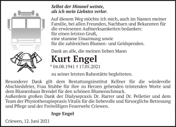 Traueranzeige von Kurt Engel von Märkische Oderzeitung