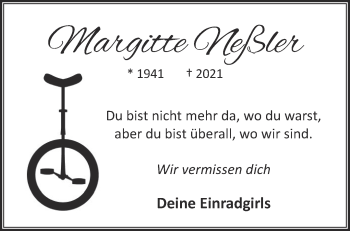 Traueranzeige von Margitte Neßler von Märkische Oderzeitung