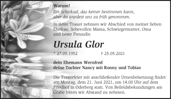 Traueranzeige von Ursula Glor von Märkische Oderzeitung