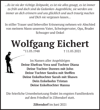 Traueranzeige von Wolfgang Eichert von Märkische Oderzeitung