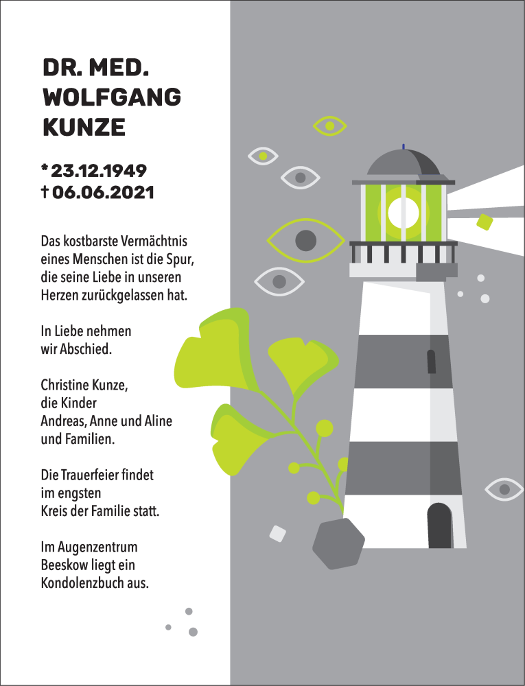  Traueranzeige für Wolfgang Kunze vom 19.06.2021 aus Märkische Oderzeitung