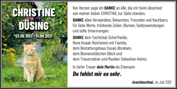 Traueranzeige von Christine Düsing von Märkische Oderzeitung