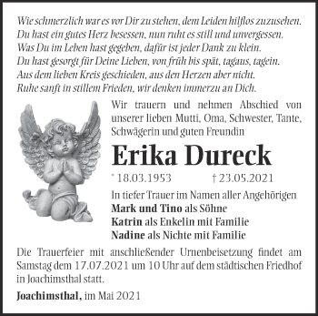 Traueranzeige von Erika Dureck von Märkische Oderzeitung