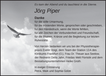 Traueranzeige von Jörg Piper von Märkische Oderzeitung