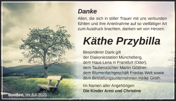 Traueranzeige von Käthe Przybilla von Märkische Oderzeitung