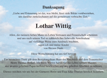 Traueranzeige von Lothar Wittig von Märkische Oderzeitung