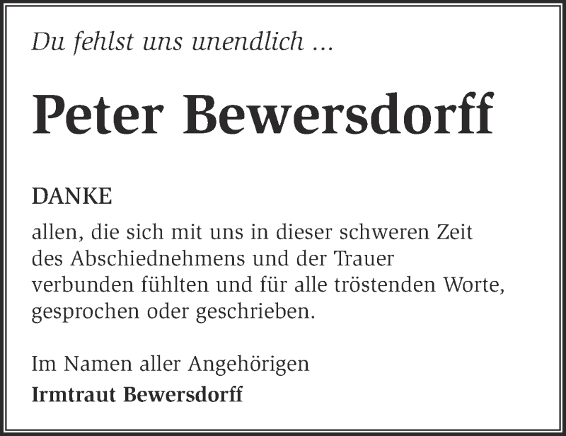  Traueranzeige für Peter Bewersdorff vom 25.07.2021 aus Märkische Oderzeitung