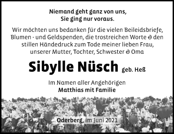 Traueranzeige von Sibylle Nüsch von Märkische Oderzeitung