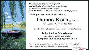 Traueranzeige von Thomas Korn von Märkische Oderzeitung