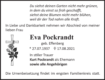 Traueranzeige von Eva Pockrandt von Märkische Oderzeitung
