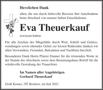 Traueranzeige von Eva Theuerkauf von Märkische Oderzeitung