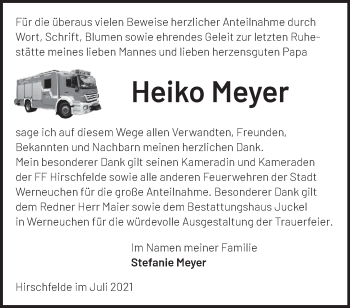 Traueranzeige von Heiko Meyer von Märkische Oderzeitung