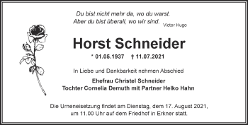 Traueranzeige von Horst Schneider von Märkische Oderzeitung