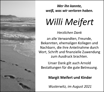 Traueranzeige von Willi Meifert von Märkische Oderzeitung