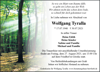 Traueranzeige von Wolfgang Tyralla von Märkische Oderzeitung