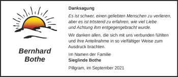 Traueranzeige von Bernhard Bothe von Märkische Oderzeitung