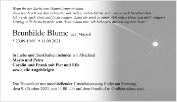 Traueranzeige von Brunhilde Blume von Märkische Oderzeitung