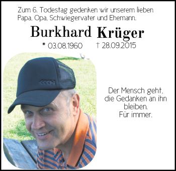 Traueranzeige von Burkhard Krüger von Märkische Oderzeitung