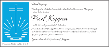 Traueranzeige von Fred Köppen von Märkische Oderzeitung