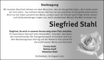 Traueranzeige von Siegfried Stahl von Märkische Oderzeitung