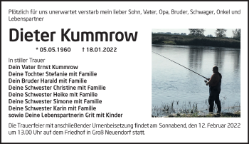 Traueranzeige von Dieter Kummrow von Märkische Oderzeitung