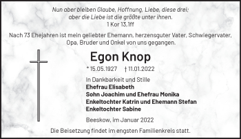 Anzeige Egon Knop