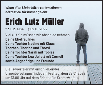 Traueranzeige von Erich Lutz Müller von Märkische Oderzeitung