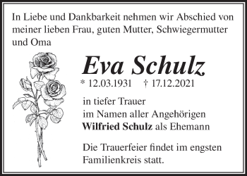Traueranzeige von Eva Schulz von Märkische Oderzeitung