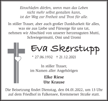 Traueranzeige von Eva Skerstupp von Märkische Oderzeitung