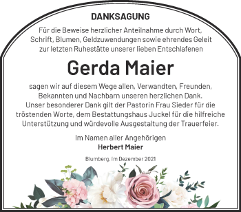 Traueranzeige von Gerda Maier von Märkische Oderzeitung