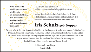 Traueranzeige von Iris Schulz von Märkische Oderzeitung