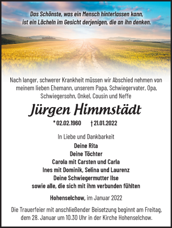 Anzeige Jürgen Himmstädt