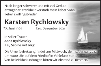 Traueranzeige von Karsten Rychlowsky von Märkische Oderzeitung