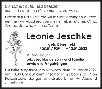 Anzeige Leonie Jeschke