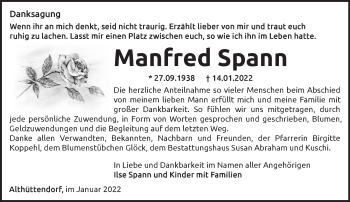 Traueranzeige von Manfred Spann von Märkische Oderzeitung