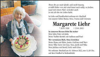 Traueranzeige von Margarete Liehr von Märkische Oderzeitung