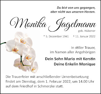 Traueranzeige von Monika Jagelmann von Märkische Oderzeitung