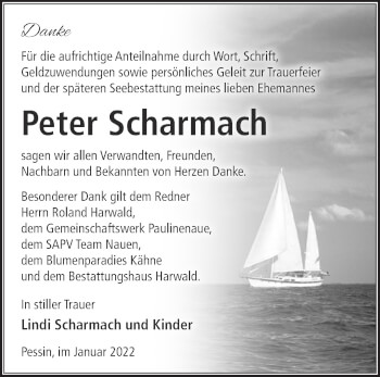 Traueranzeige von Peter Scharmach von Märkische Oderzeitung