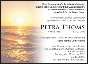 Traueranzeige von Petra Thoms von Märkische Oderzeitung