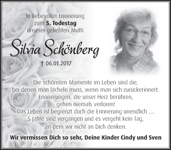 Traueranzeige von Silvia Schönberg von Märkische Oderzeitung