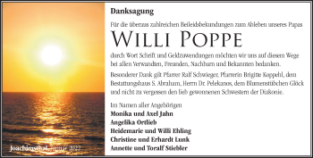 Traueranzeige von Willi Poppe von Märkische Oderzeitung