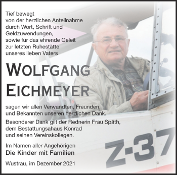 Traueranzeige von Wolfgang Eichmeyer von Märkische Oderzeitung