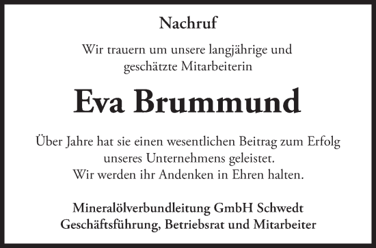 Traueranzeige von Eva Brummund von Märkische Oderzeitung