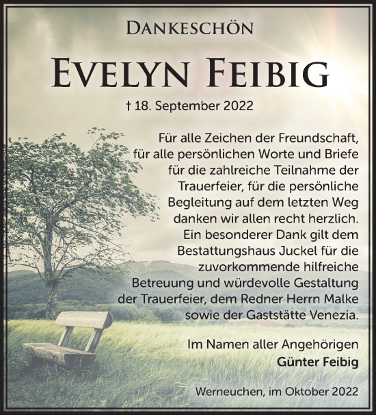 Traueranzeige von Evelyn Feibig von Märkische Oderzeitung