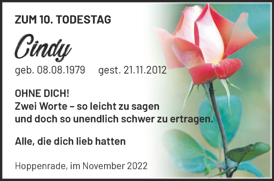 Traueranzeige von Cindy Zubke von Märkische Oderzeitung