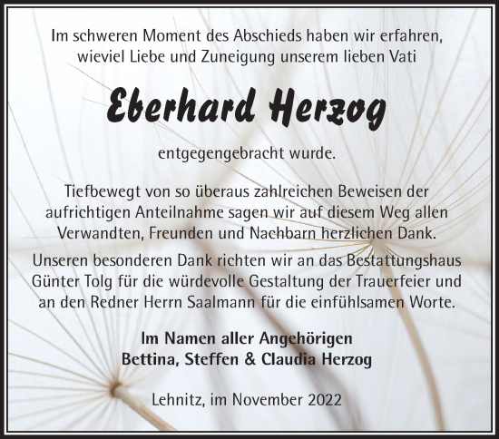 Traueranzeige von Eberhard Herzog von Märkische Oderzeitung